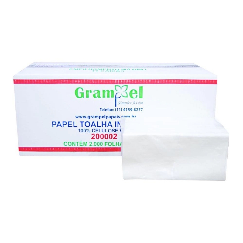 Papel toalha 100% c/ 2000 folhas